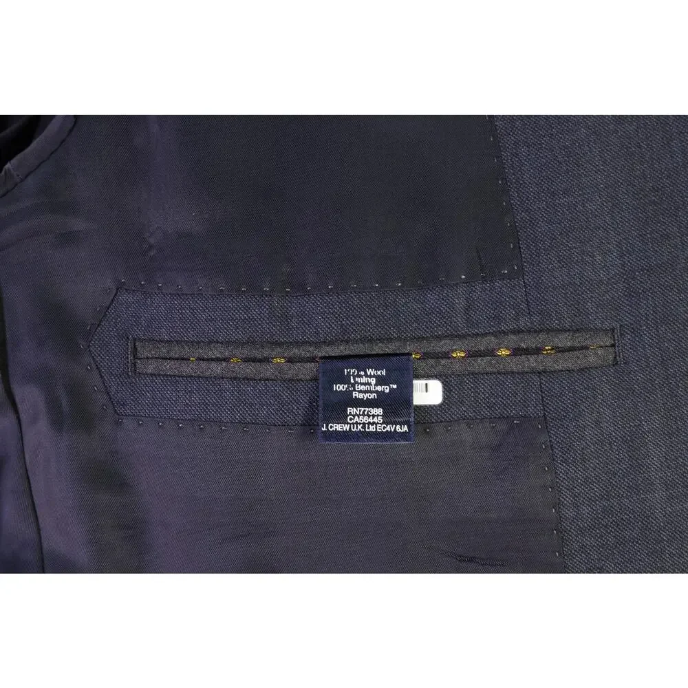 J Crew Ludlow Blue Gray 2-Btn Italian Wool Suit 38S